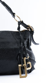 Dolce & Gabbana Python Embossed Leather Shoulder Bag