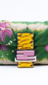 Fendi Suede Floral Snakeskin Baguette