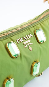 Prada Tessuto Pietre Embellished Shoulder Bag