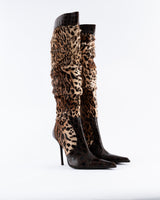 Gianmarco Lorenzi Leopard Print Knee High Boots - EU 38