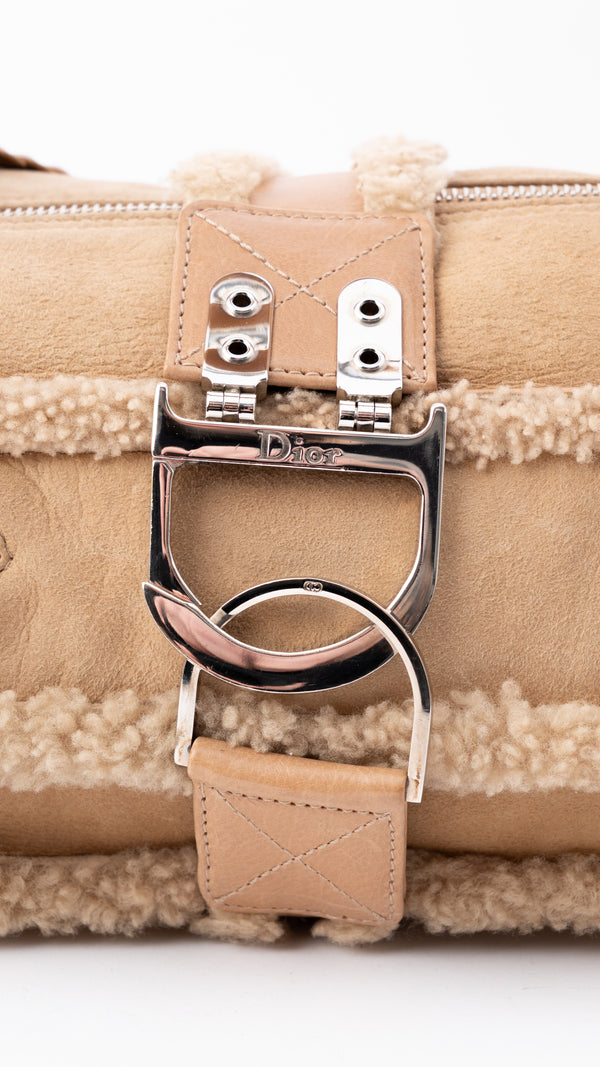 Dior Shearling Flight Hobo Shoulder Bag