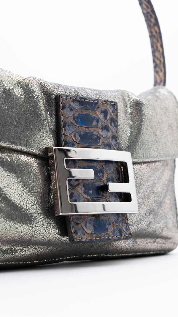 Fendi Python Trimmed Mini Baguette