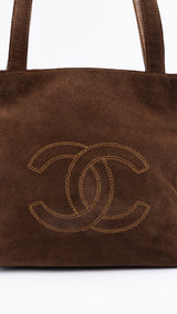 Chanel CC Suede Tote Bag