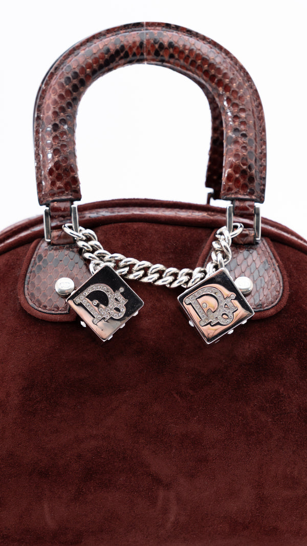 Dior Python Trimmed Gambler Dice Bowler Bag