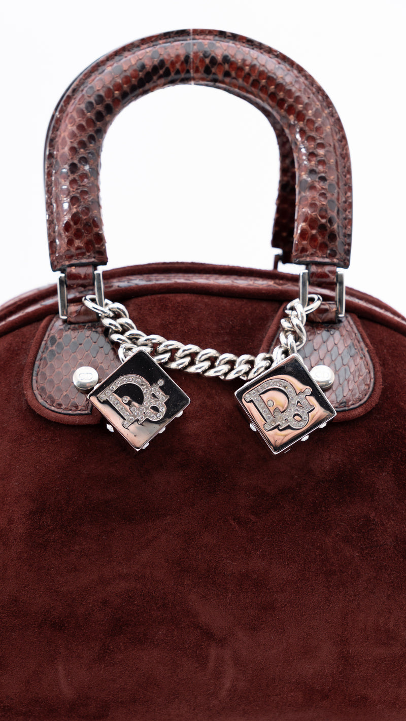 Dior Python Trimmed Gambler Dice Bowler Bag
