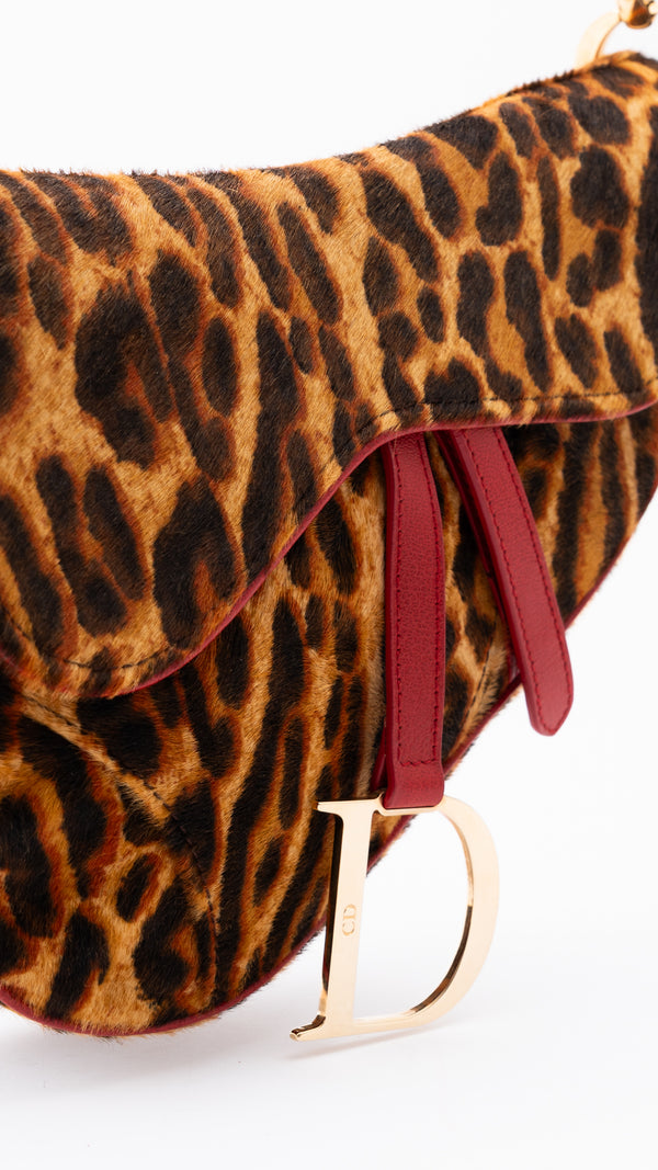 Dior Pony Hair Leopard Print Saddle Bag