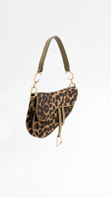 Dior Mini Leopard Ostrich Saddle Bag