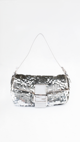 Fendi Silver Sequin Baguette
