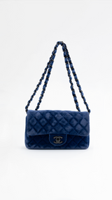 Chanel Velvet Quilted Classic Flap Bag