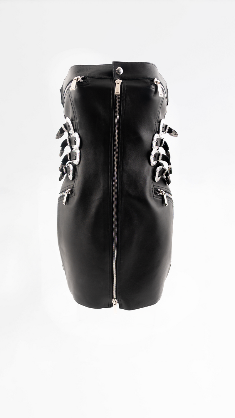 dsquared2 strapless mini dress Dsquared2 Western Leather Strapless Mini Dress – Jean Vintage