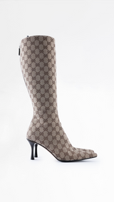 Gucci Monogram Knee High Boots  - EU 38
