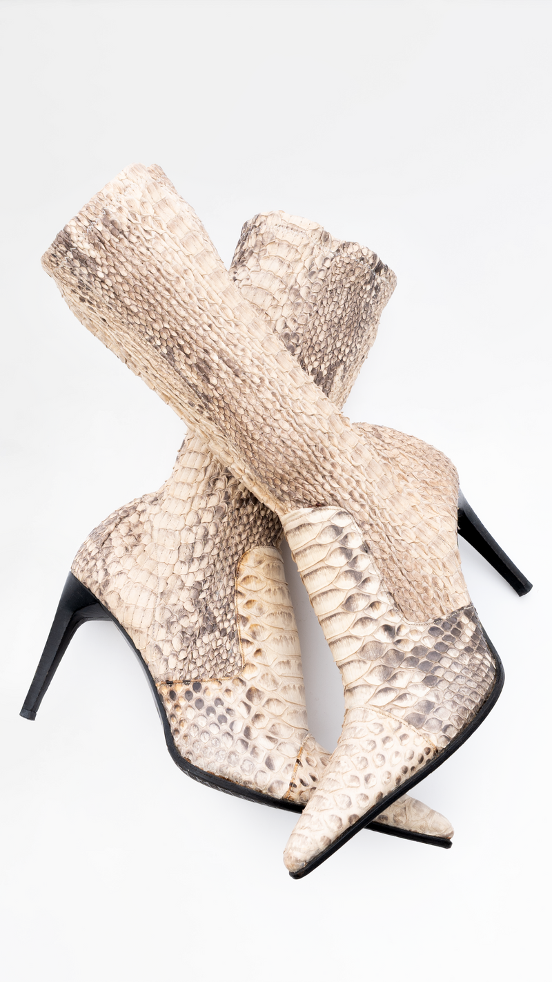 Le Silla Snakeskin Python Heeled Boots