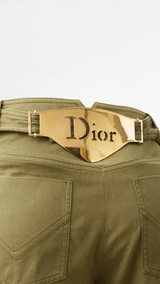 Dior Logo Plate Khaki Green Trousers