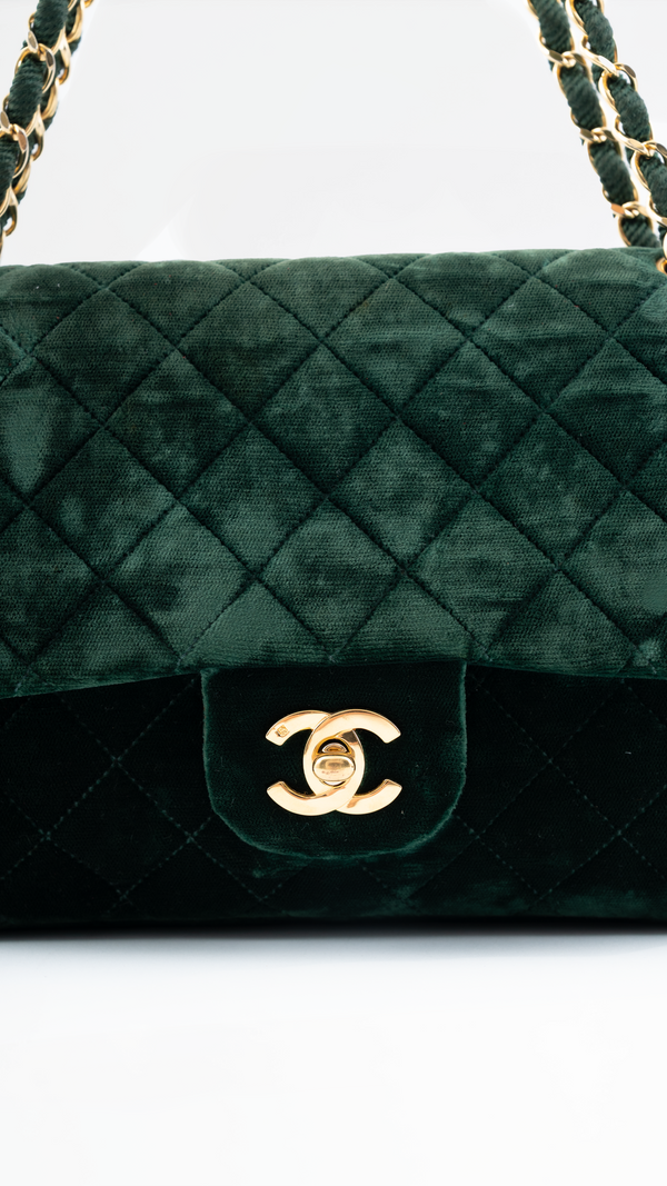 Chanel Velvet Quilted Classic Flap Bag