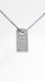 Dior Rhinestone Tag Necklace