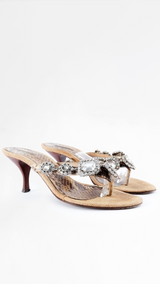 Le Silla Crystal-Embellished Snakeskin Heels - EU 36