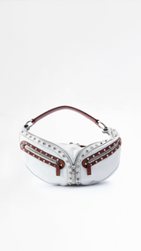 Versace Studded Cresent Leather Hobo Bag