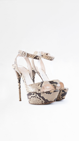 Casadei Python Embossed Leather Heels - EU 37