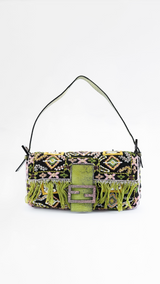 Fendi Lizard Trimmed Beaded Baguette