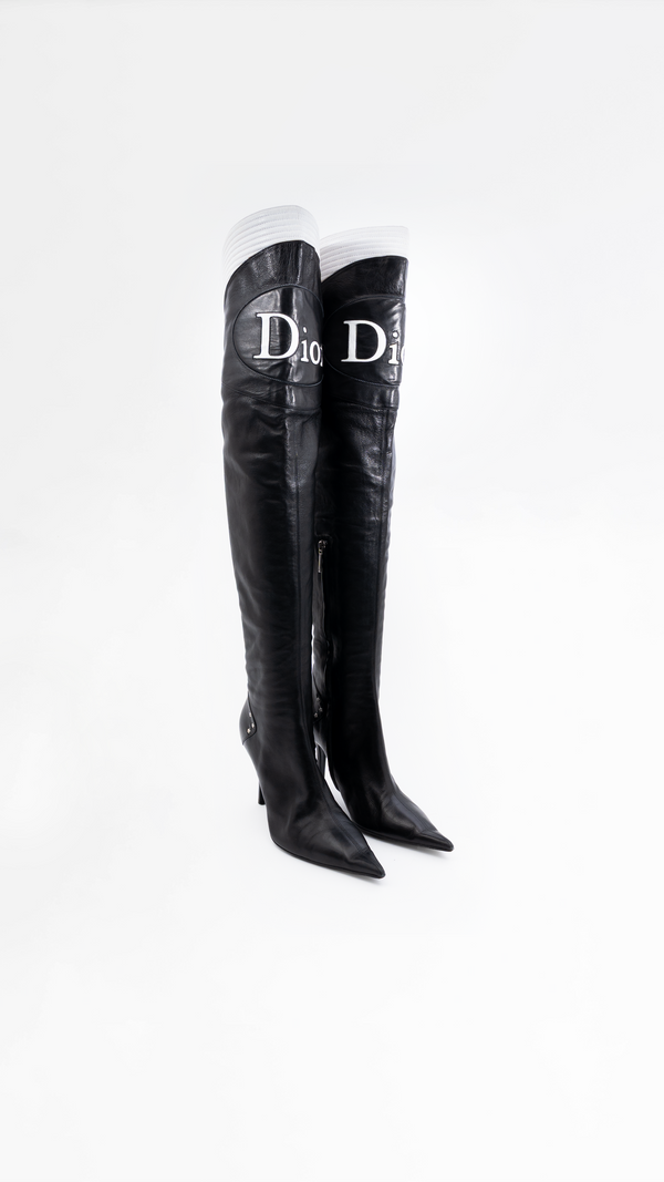 Dior Leather Moto Thigh-high Boots