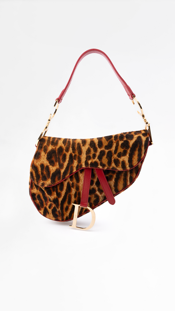 Dior Pony Hair Leopard Print Saddle Bag