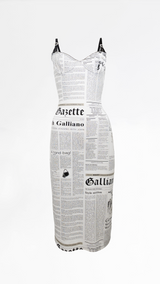 John Galliano Newspaper Print Slip Dress