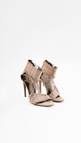 Roberto Cavalli Crocodile-Embossed Tassel Heels