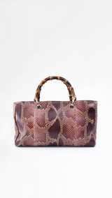 Gucci Python Leather Bamboo Tote Bag