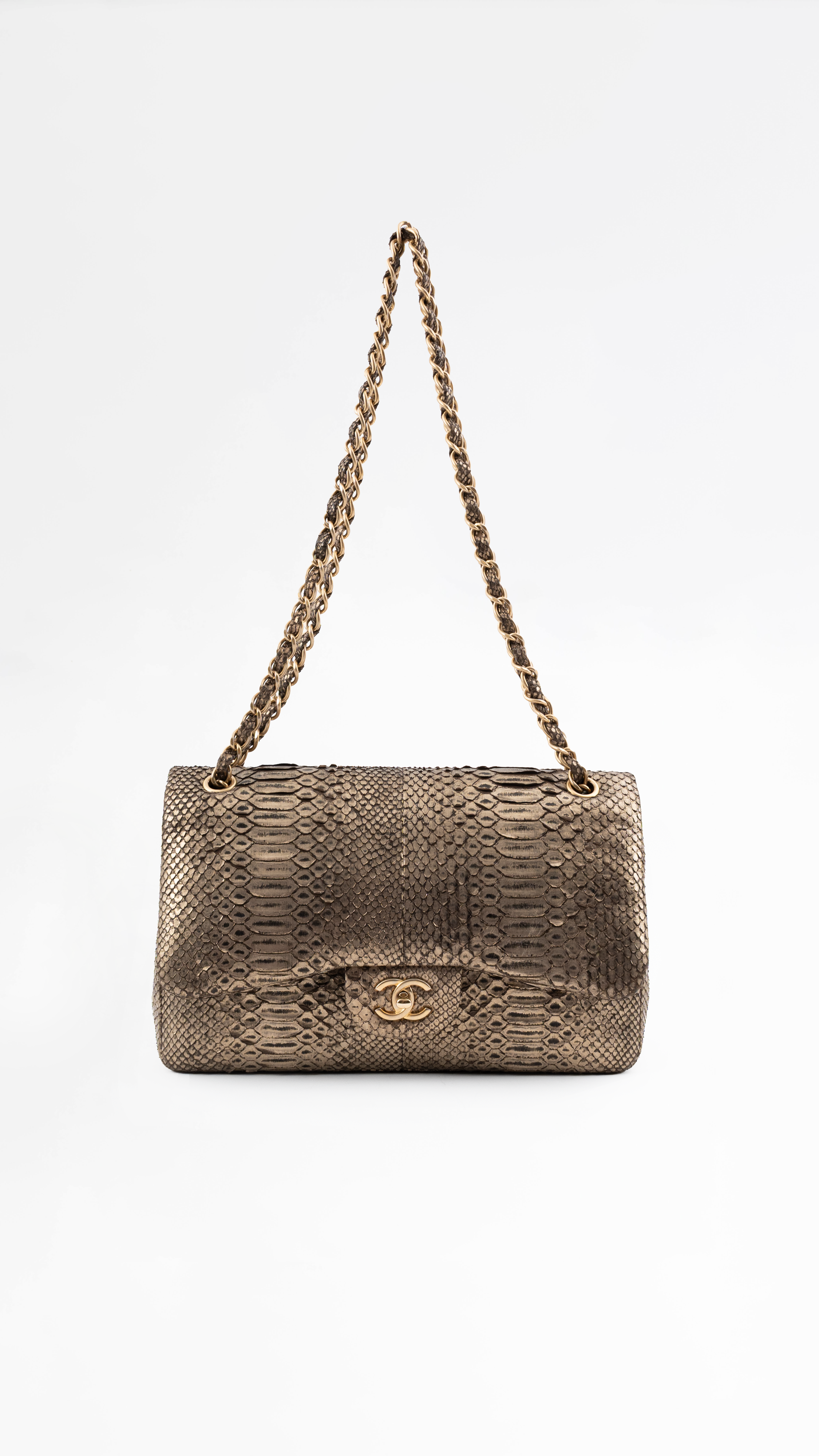 Python Chanel Flap Chanel Python Jumbo Classic Flap Bag – Jean Vintage