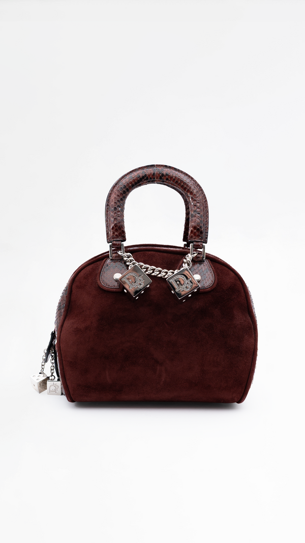 Dior Python Trimmed Gambler Dice Bowler Bag