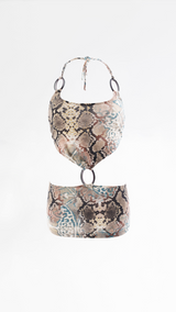 Roberto Cavalli Cut Out Snakeskin Print Bodycon Dress