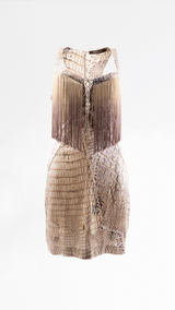 Roberto Cavalli Crocodile Print Tassel Silk Dress
