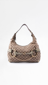 Gucci Monogram Horsebit Hobo Bag