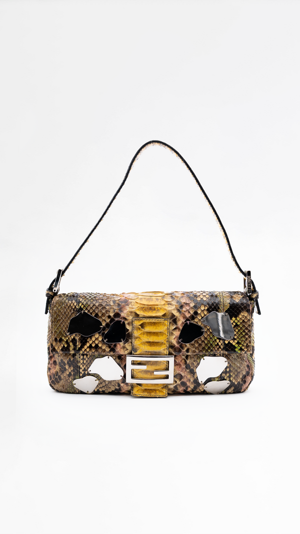 Fendi Python Snakeskin Baguette