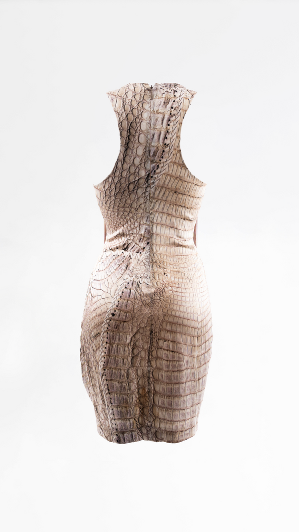 Roberto Cavalli Crocodile Print Tassel Silk Dress