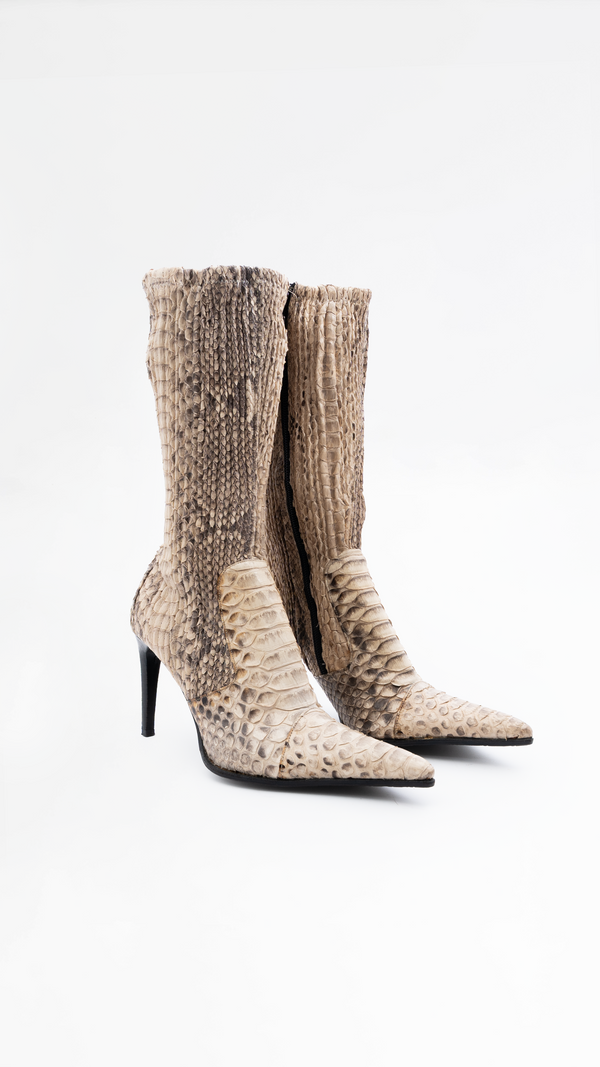 Le Silla Snakeskin Python Heeled Boots