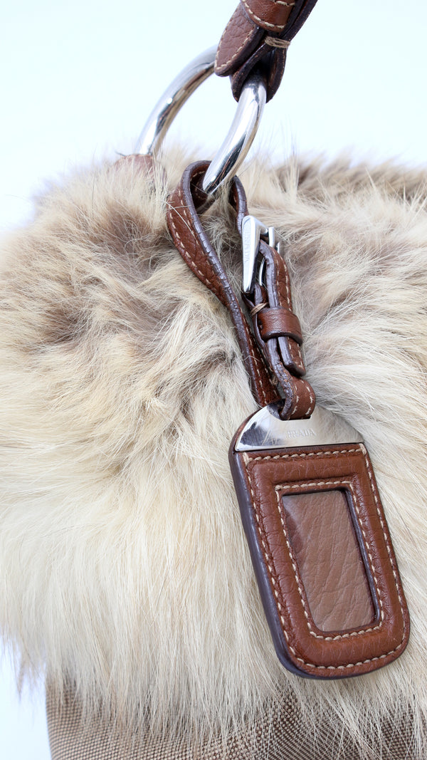 Prada Fur Hobo Shoulder Bag