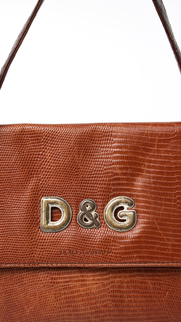 Dolce & Gabbana Lizard Embossed Leather Tote