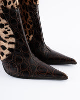 Gianmarco Lorenzi Leopard Print Knee High Boots - EU 38
