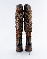 Gianmarco Lorenzi Leopard Print Knee High Boots - EU 38