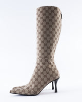 Gucci Monogram Knee High Boots  - EU 38