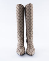 Gucci Monogram Knee High Boots  - EU 38