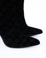 Gucci X Tom Ford Monogram Velvet Knee High Boots  - EU 37.5