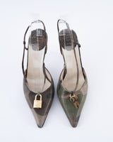 Dior Camouflage Lock and Key Slingback Heels - EU 38
