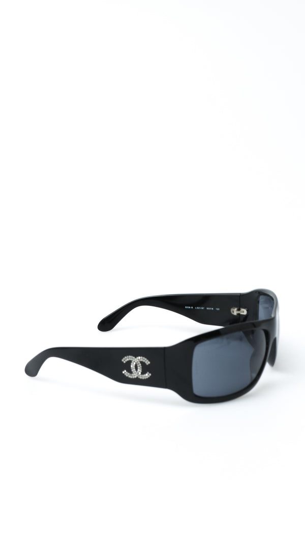 Chanel CC Rhinestone Shield Sunglasses