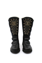 Chanel Biker Logo Boots