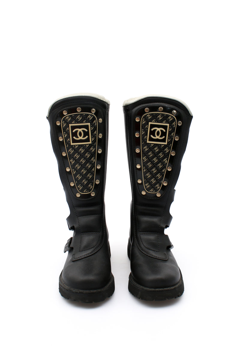 Chanel Biker Logo Boots