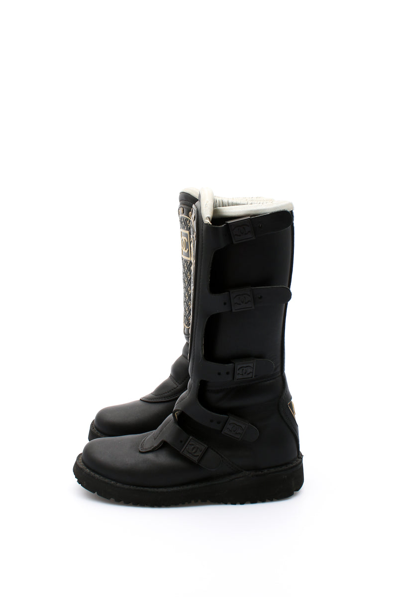 Chanel Biker Logo Boots