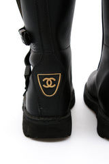 Chanel Biker Logo Boots