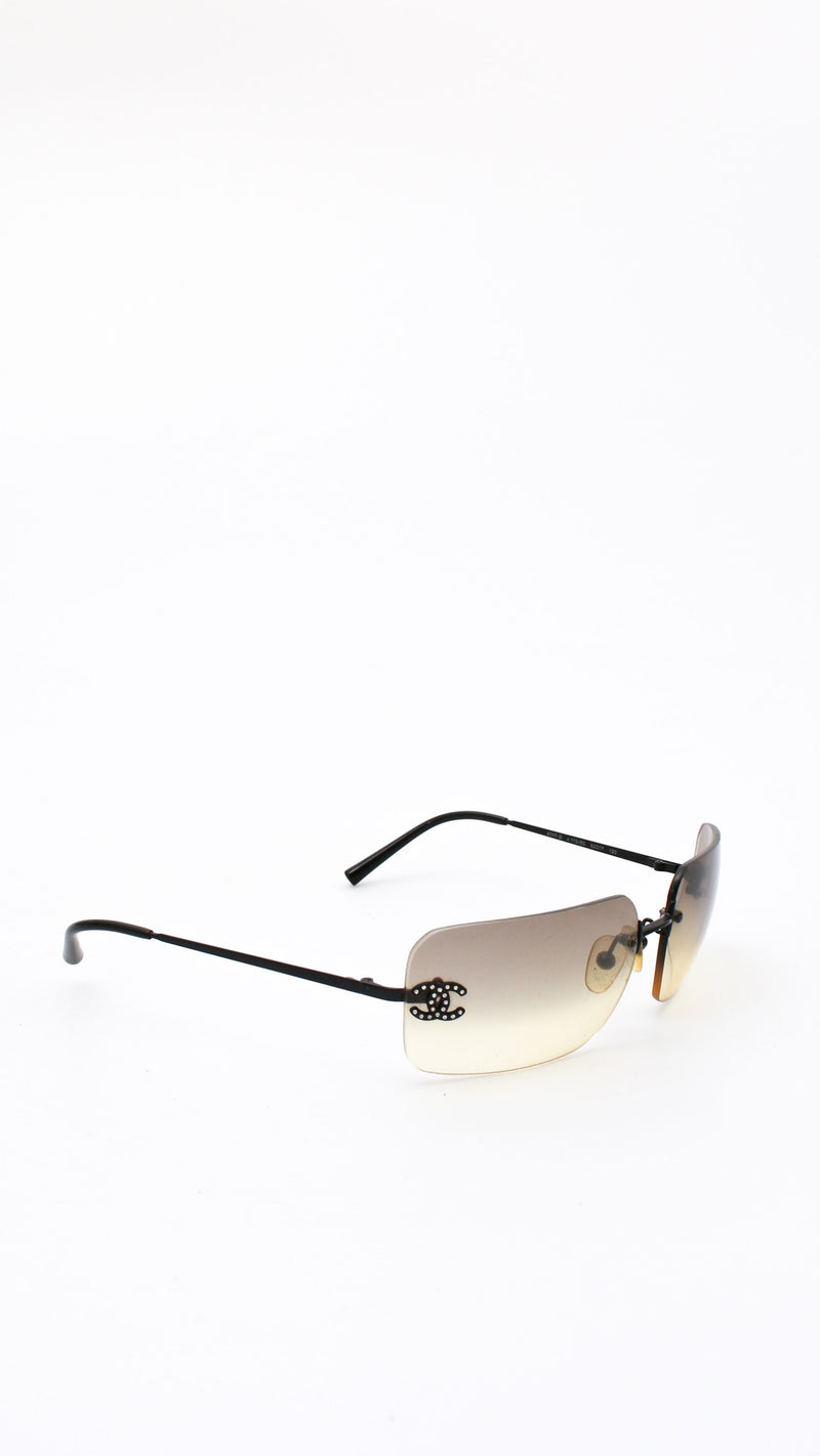 Chanel Rimless Rhinestone Sunglasses